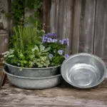 Zinkschale Vintage aus Metall – Pflanzschale & Dekoschale für Garten, Balkon und Terrasse – 3 Größen