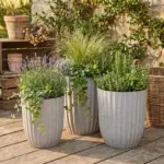 Blumentopf Sand gerillt – Moderner Pflanztopf & Übertopf für Garten, Balkon und Terrasse – 3 Größen (Kopie) (Kopie)