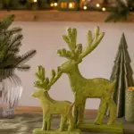 Holz Hirsch Grün – Weihnachtsdeko Hirsch, Dekofigur & Winterdeko | 2 Größen