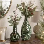 Mosaik Vase Grün aus Keramik – Moderne Blumenvase mit Glas Mosaik in 2 Größen | Dekovase für Wohnzimmer
