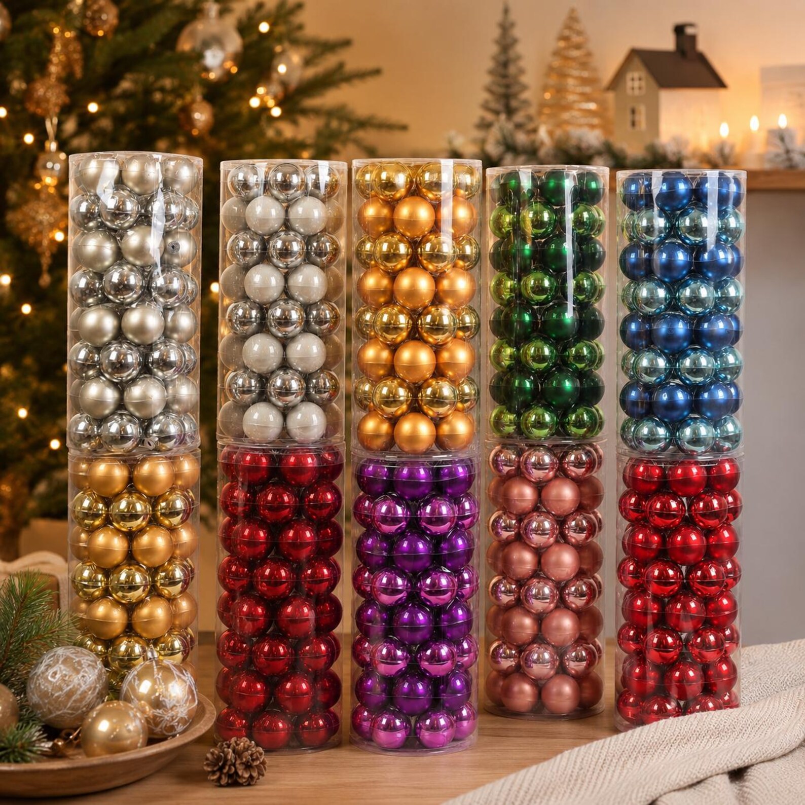 Weihnachtskugeln Weihnachtskugeln Glas 6 cm – 48 Stück, verschiedene Farben – Bild 1