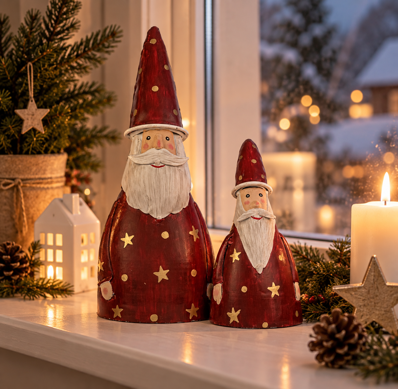 Weihnachtsmann Metall Rot Weihnachtsmann Metall Rot, Nikolaus Deko, Weihnachtsfigur - 2 Größen – Bild 1