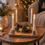 Adventskranz Holz, Kerzenhalter Weihnachten, Adventsteller Naturholz - 25x25cm