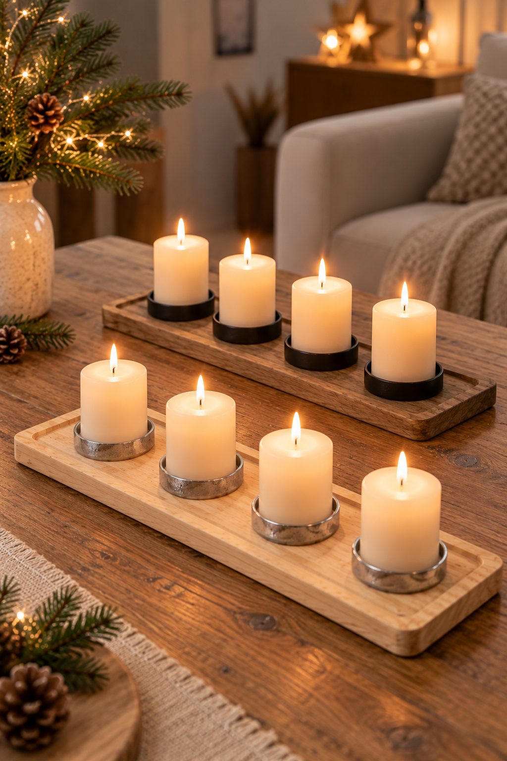 Advent Kerzenhalter Holz, Weihnachtsdeko, Adventsdeko Tisch – 2 Varianten