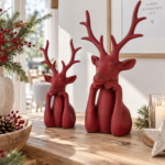 Hirsch Figur Rot Weihnachtsdeko, Deko Hirsch Weihnachtsfigur, Elch Figur - 2 Größen