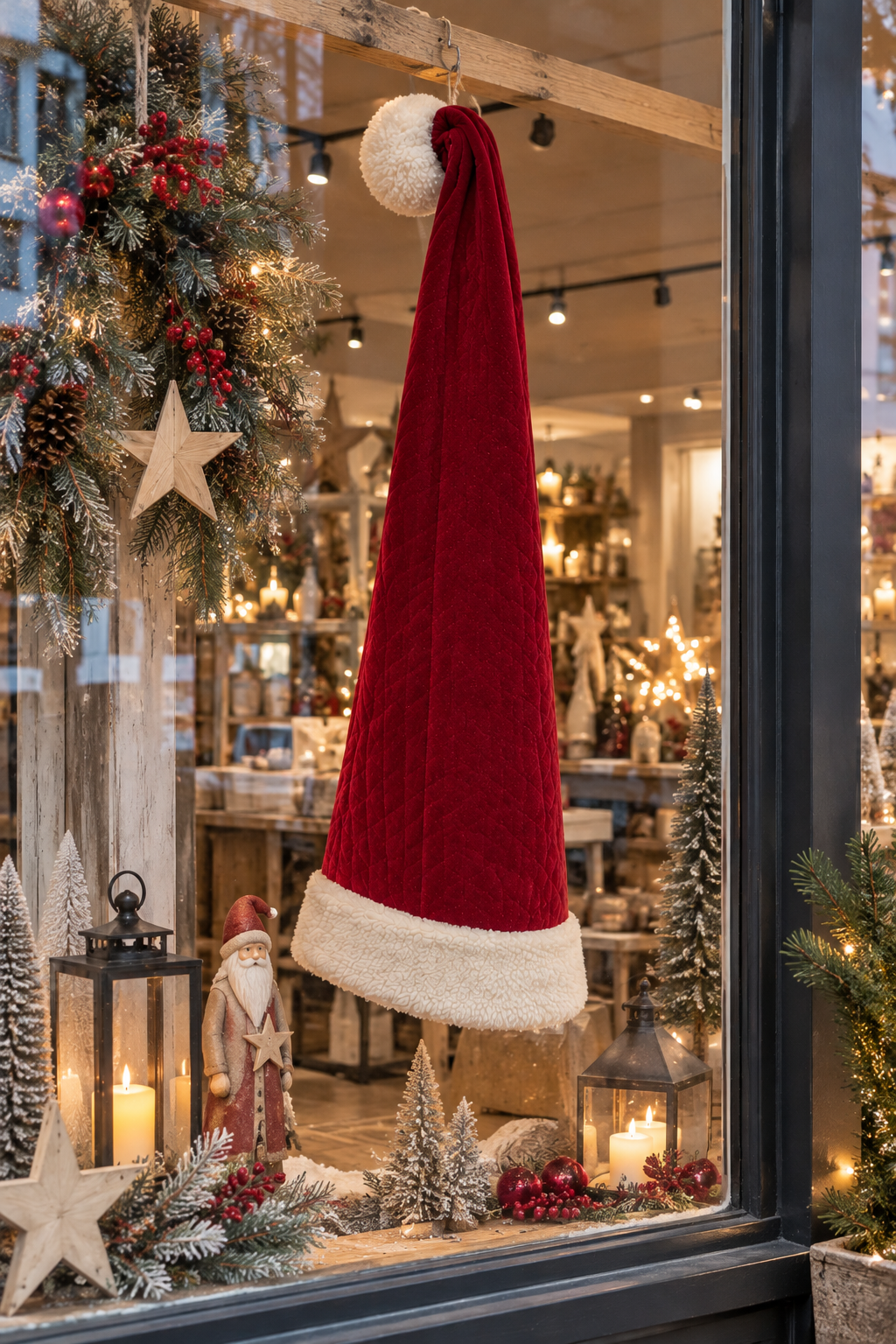 XL Weihnachtsmütze, große Nikolausmütze Rot Weiß – Weihnachtsdeko XXL - 103cm