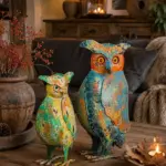 Deko Metall-Eulen im Vintage Stil – Herbstdeko - 2 Größen