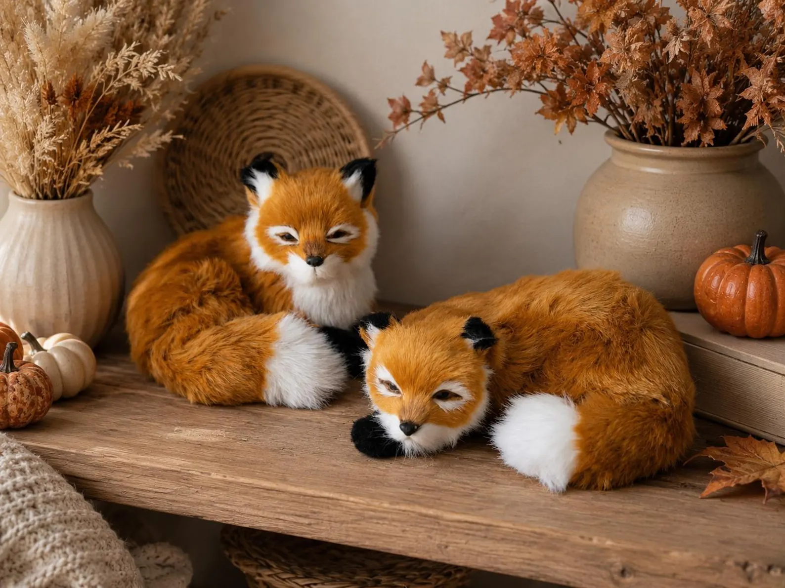 Deko Fuchs aus Plüsch – Kuscheliger Herbstfuchs in 2 Varianten