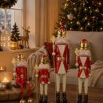Königliche Nussknacker aus Metall, Rot und Gold – Weihnachtsdeko mit Krone und Zepter, 4 Größen