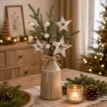 Weihnachtszweig mit Holzsternen & Tannengrün - Weihnachtsdekoration