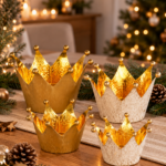 Windlicht Krone Weihnachten - Deko Metall Krone - 2 Größen