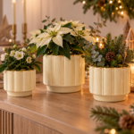 Blumentopf Keramik Creme, Pflanzentopf gewellt - 3 Größen