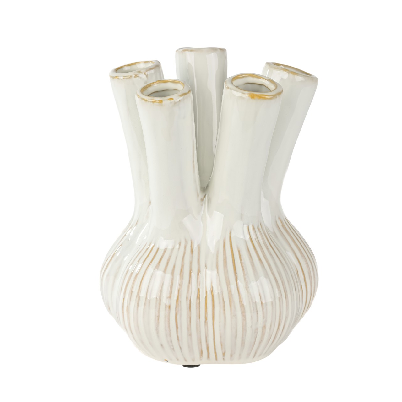 Keramik Steckvase Weiß – Moderne Lochvase für Blumen & Trockenblumen, 21,5 cm